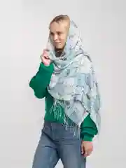 Мятный палантин кашемировый