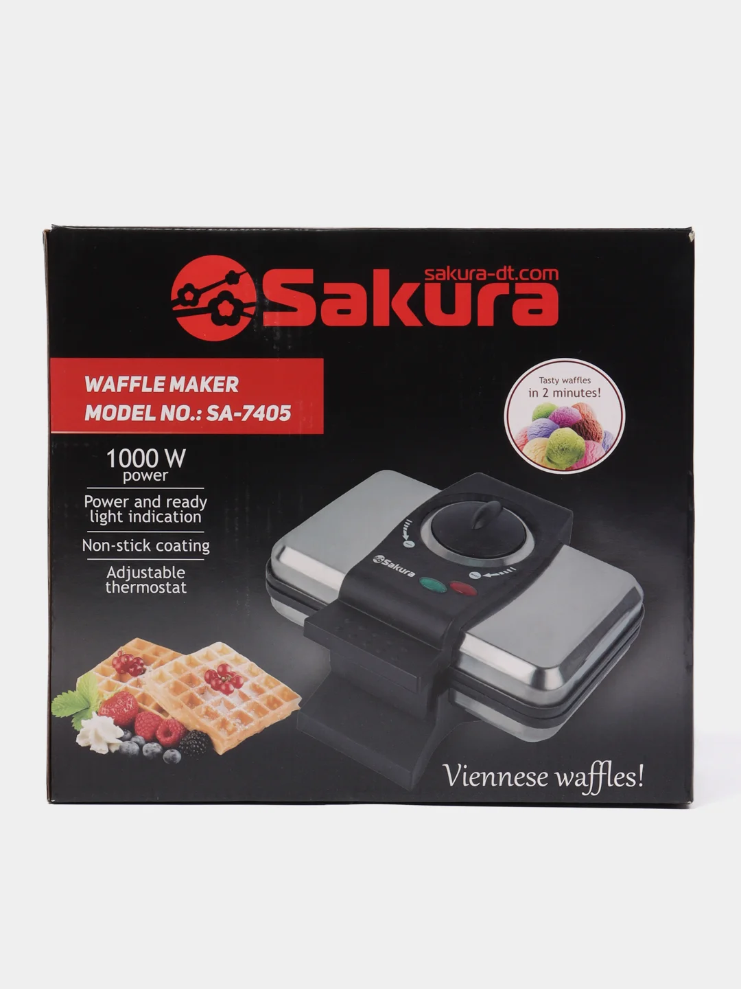 Серый металлик вафельница Sakura SA-7405T венские вафели