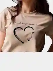 Бежевый меланж футболка женская, оверсайз, с принтом "I Am A Simple Woman", хлопок