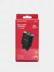 Черный сетевое зарядное устройство BOROFONE BN2 + кабель Type-C / Lightning/ Micro, 2 USB