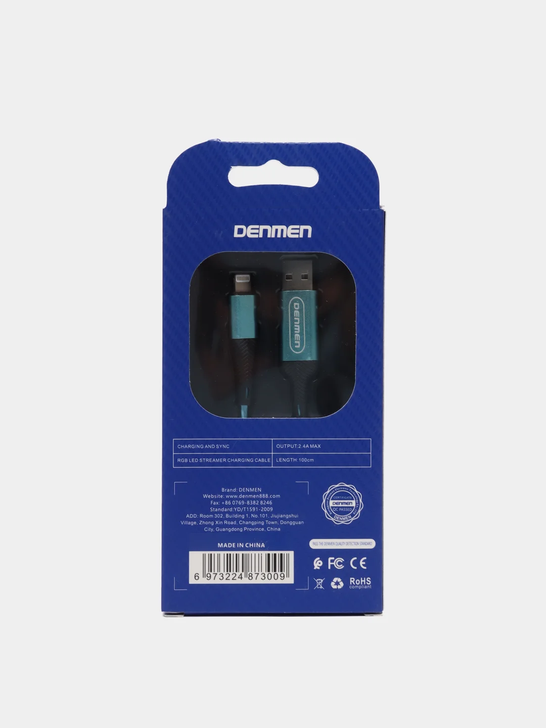 Голубой usb-кабель DENMEN D25T/D25V/D25L для зарядки и передачи данных Type-C/Micro/Lightning