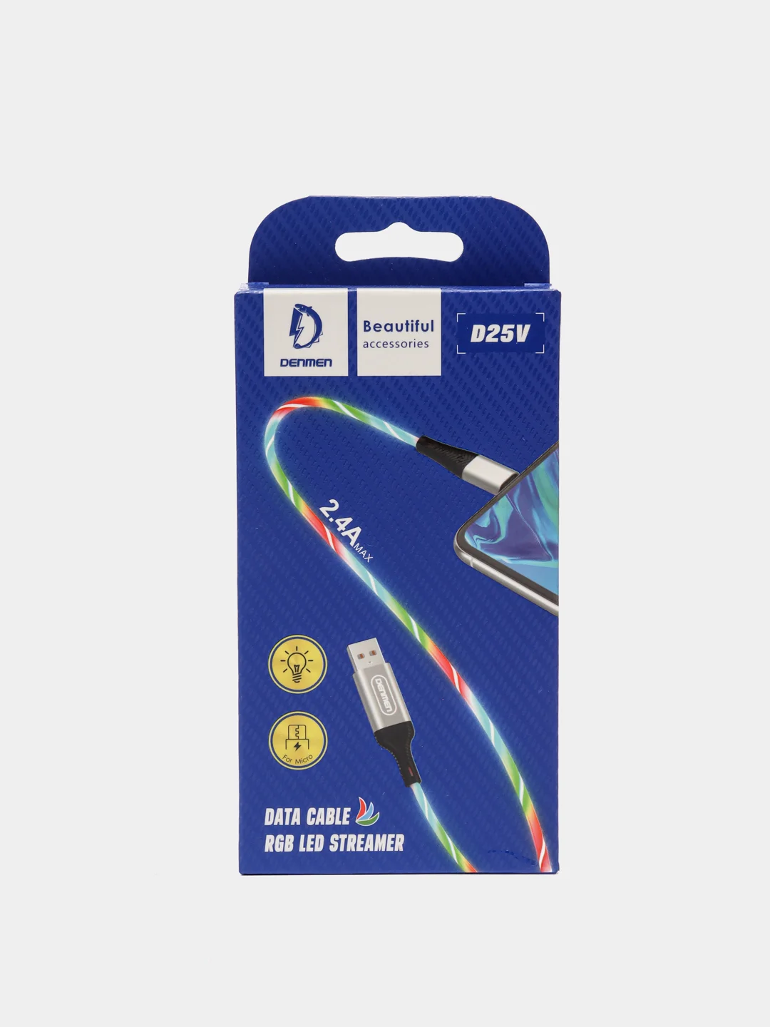 Серый usb-кабель DENMEN D25T/D25V/D25L для зарядки и передачи данных Type-C/Micro/Lightning