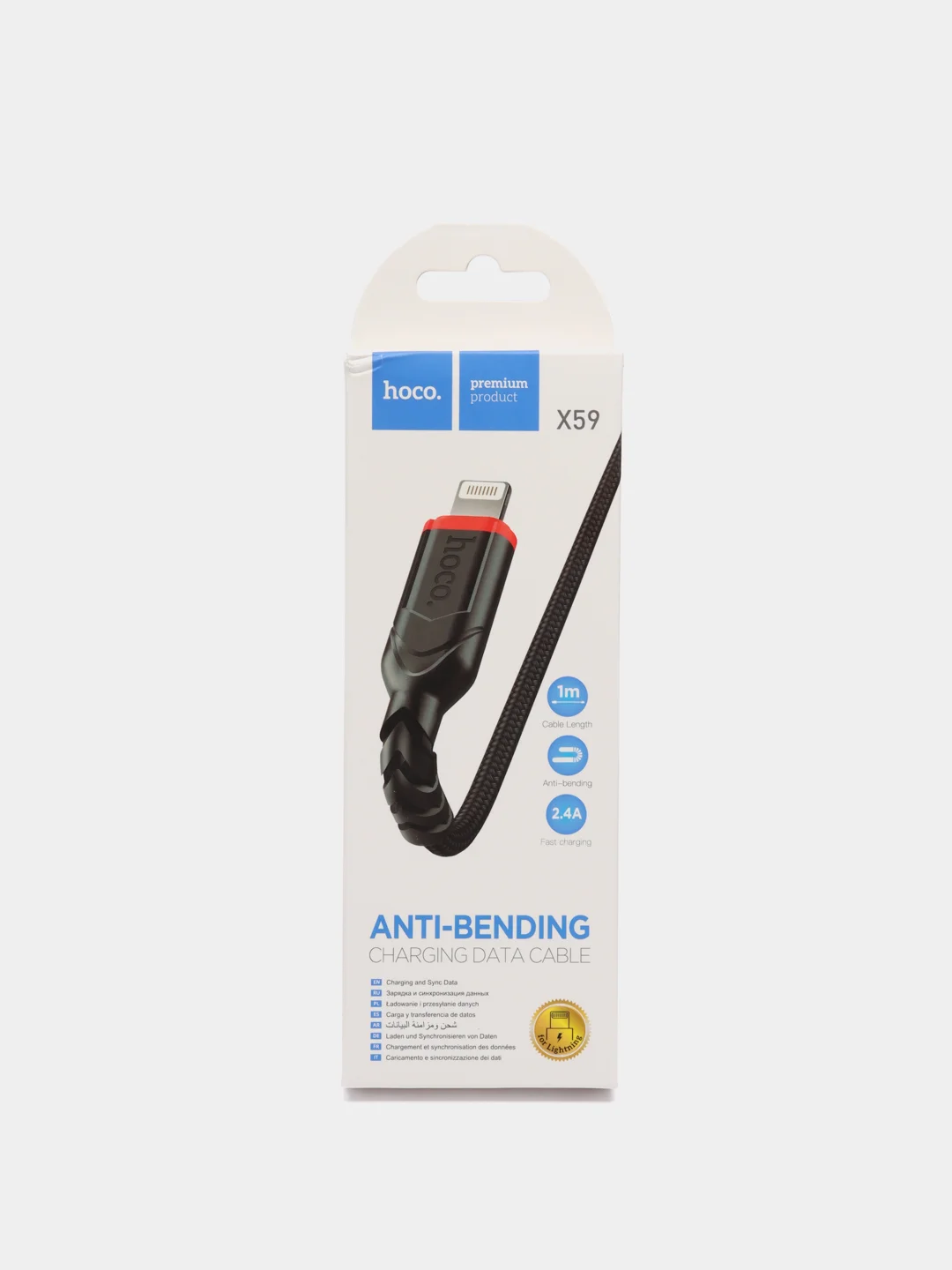 Черный usb-кабель HOCO X59 для зарядки и передачи данных Lightning/Micro USB/Type-C, 2.4A, 1 м