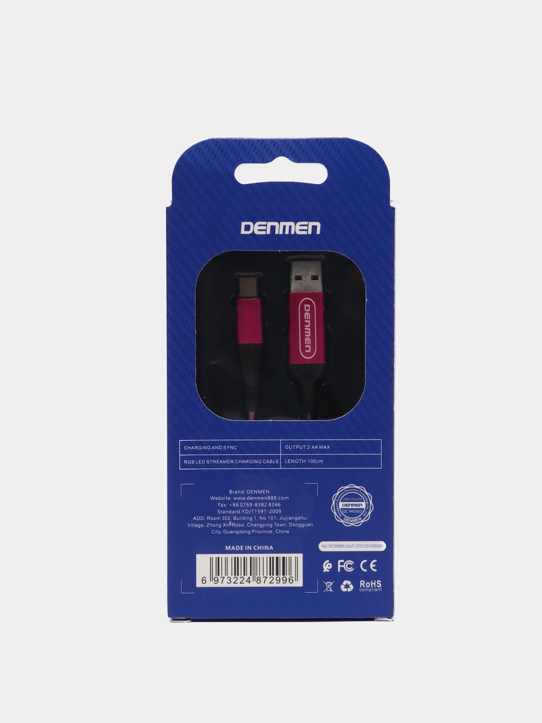 Розовый usb-кабель DENMEN D25T/D25V/D25L для зарядки и передачи данных Type-C/Micro/Lightning