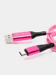 Розовый usb-кабель DENMEN D25T/D25V/D25L для зарядки и передачи данных Type-C/Micro/Lightning