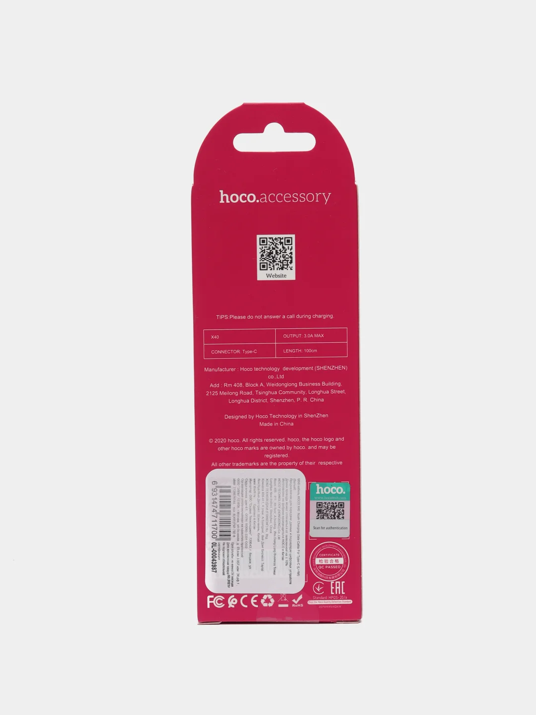 Белый usb-кабель HOCO X40 для зарядки и передачи данных Lightning/Micro USB/Type-C, 2.4A, 1 м