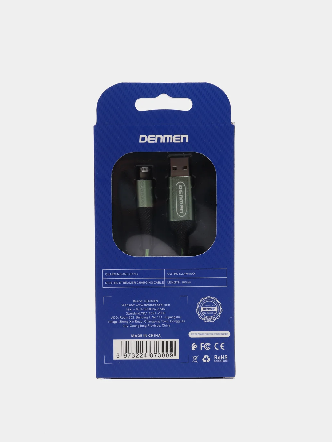 Зеленый usb-кабель DENMEN D25T/D25V/D25L для зарядки и передачи данных Type-C/Micro/Lightning