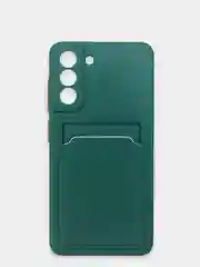Алый чехол Samsung Galaxy S21 FE, Самсунг Галакси С21 ФЕ силиконовый, с карманом для карты