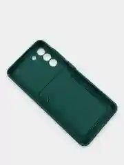 Алый чехол Samsung Galaxy S21 FE, Самсунг Галакси С21 ФЕ силиконовый, с карманом для карты