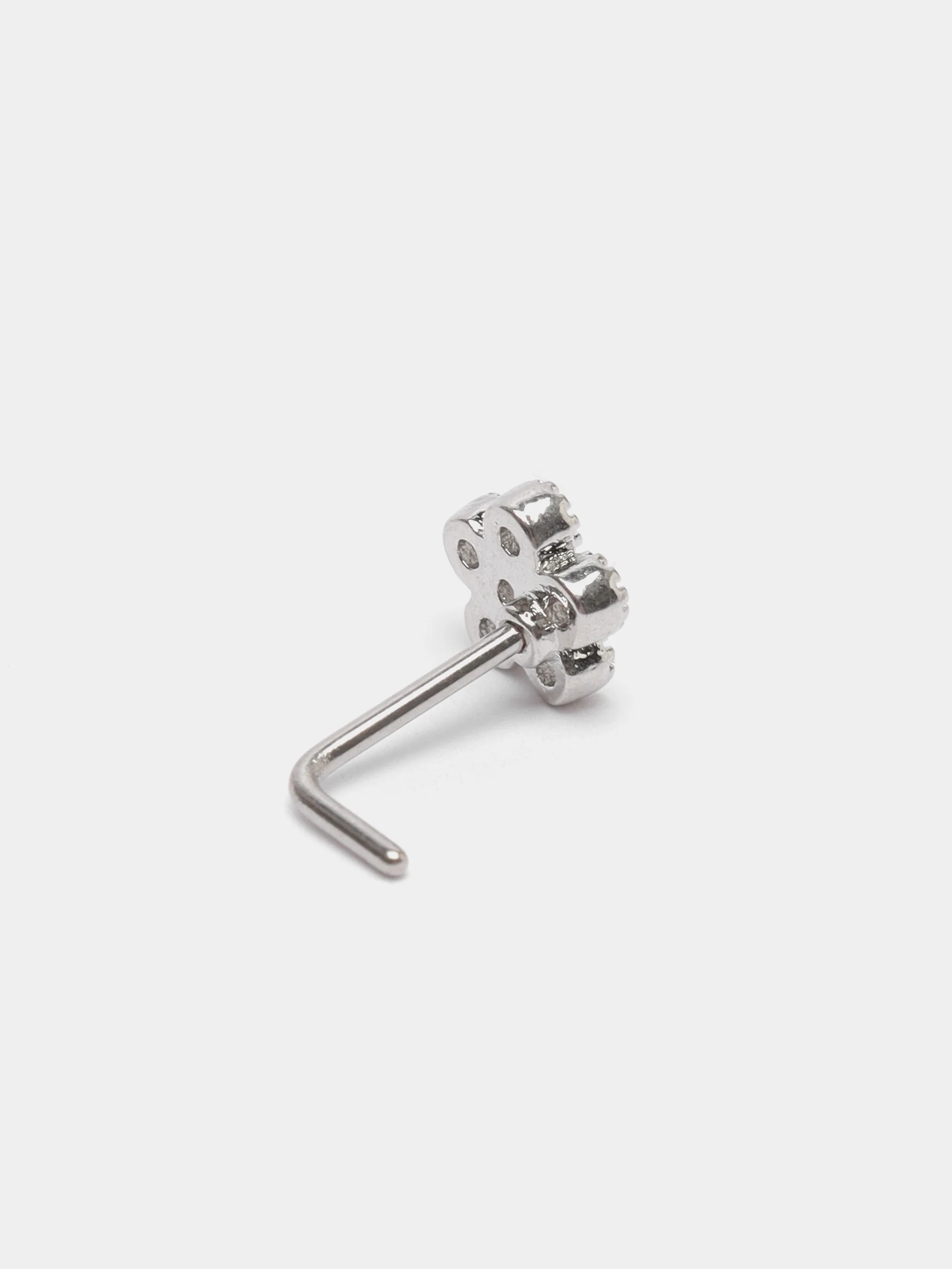 Серый пирсинг для носа "Silver" со стержнем из титановой стали