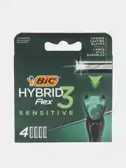 Сменные картриджи для бритья, кассеты, лезвия, BIC Flex 3 Hybrid Sensitive, 4 штуки