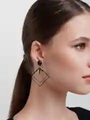 Черный серьги-подвески, сережки-гвоздики геометрические Черный ромб