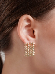 Сетчатые серьги в золотом цвете, сережки
