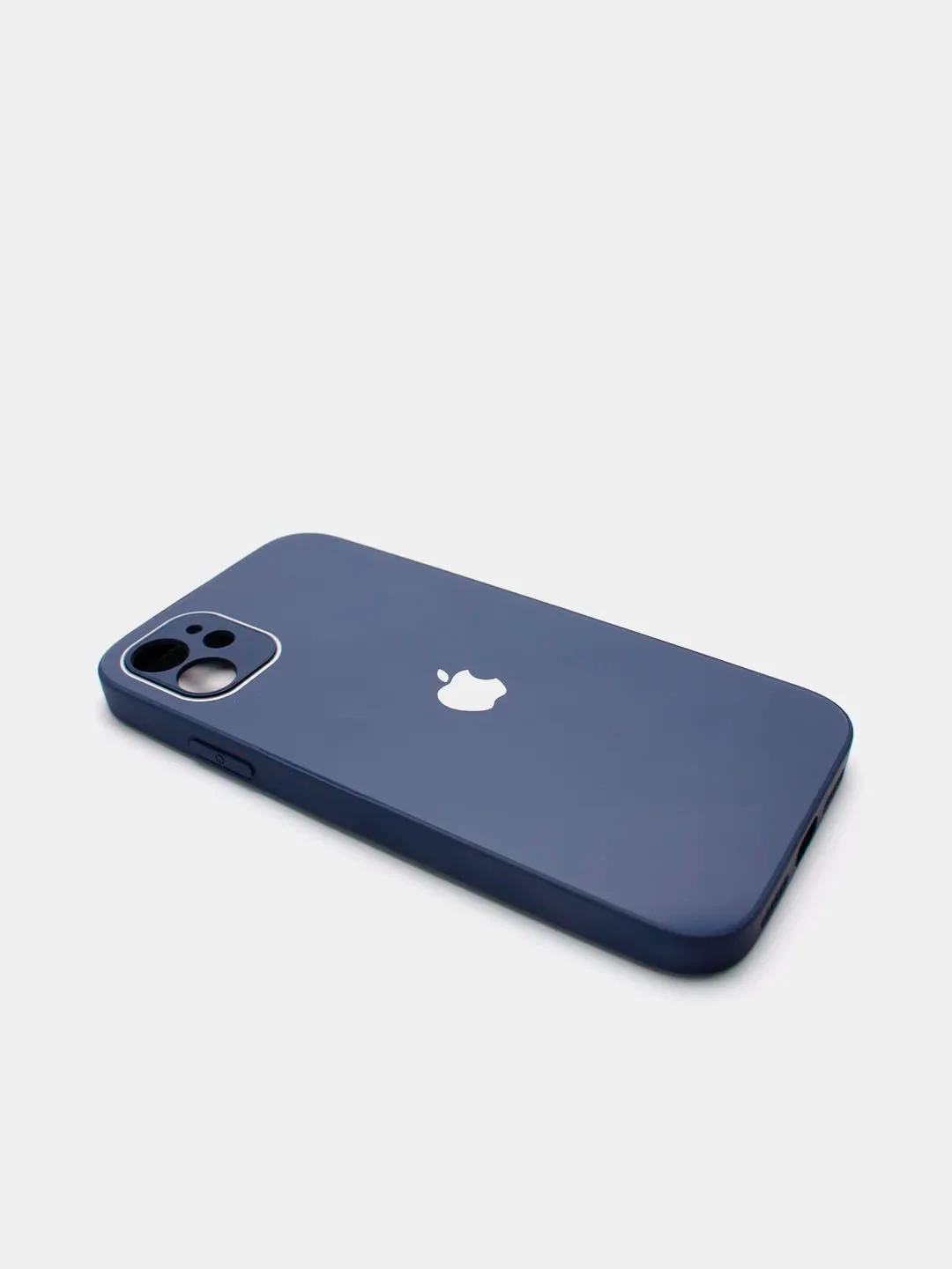 Темно-синий чехол силиконовый со стеклянной панелью для iPhone 11