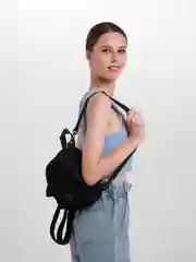 Черный рюкзак женский, вельветовый