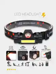 Фонарь налобный с магнитом и USB, с зумом, магнитом и 4 режимами