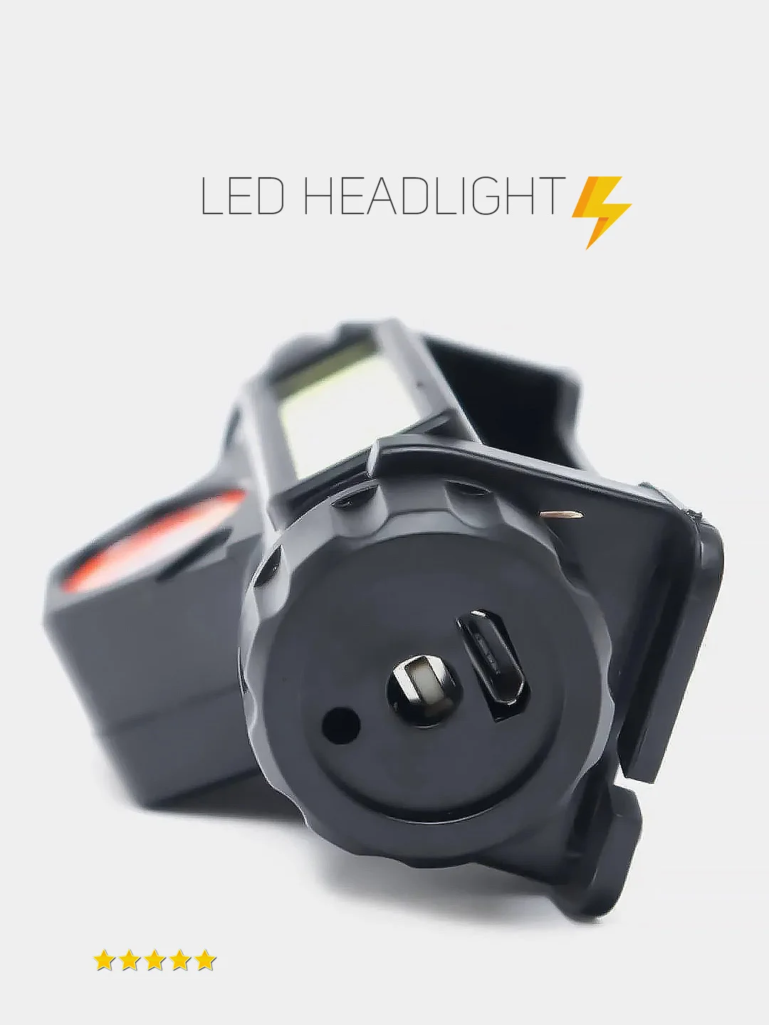 Фонарь налобный с магнитом и USB, с зумом, магнитом и 4 режимами