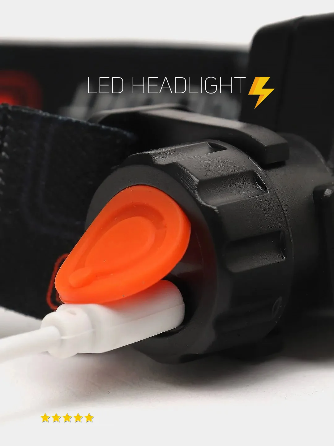 Фонарь налобный с магнитом и USB, с зумом, магнитом и 4 режимами