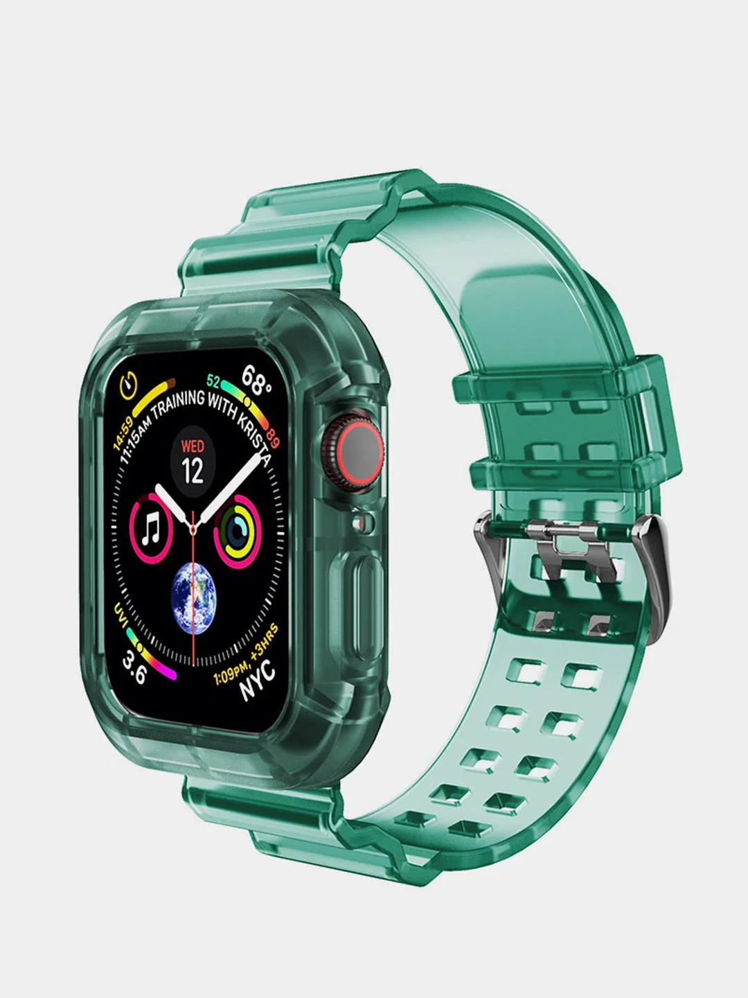 Синий меланж ремешок силиконовый для Apple Watch 42/44/45 с защитой корпуса от повреждений