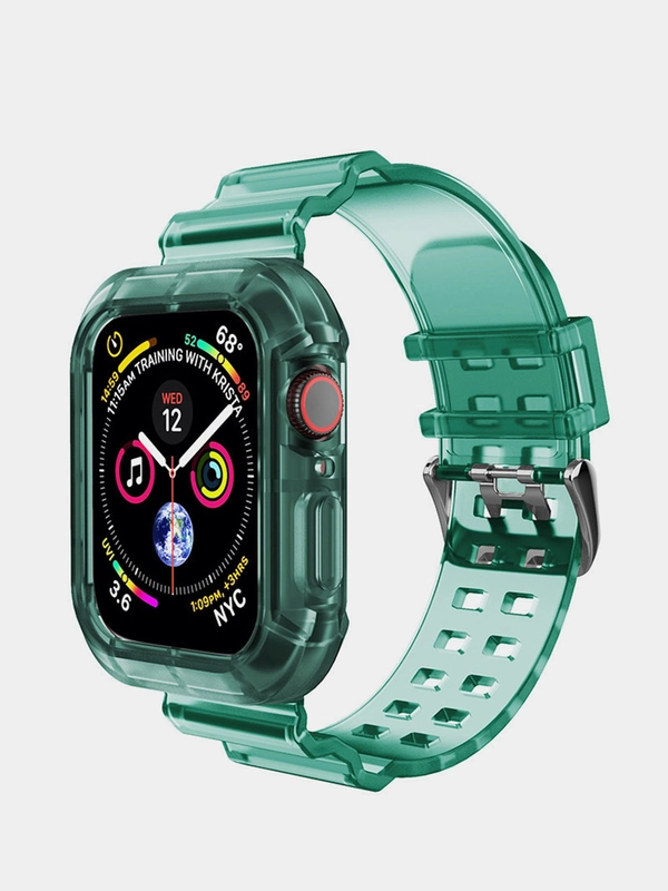 Ремешок силиконовый для Apple Watch 42/44/45 с защитой корпуса от повреждений