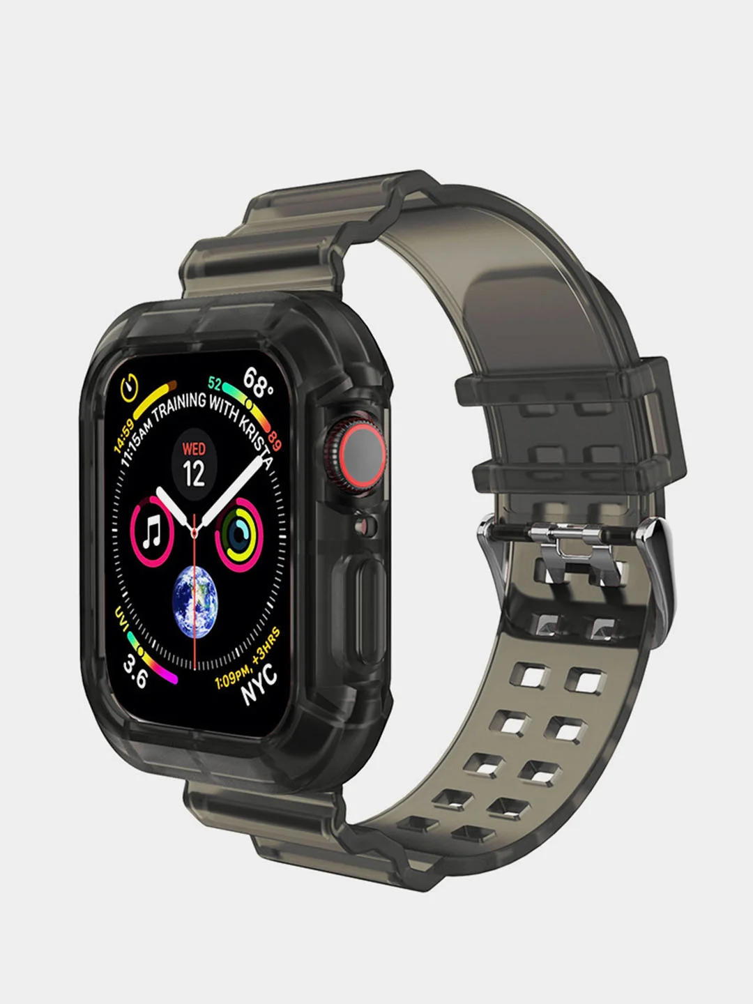 Синий ремешок силиконовый для Apple Watch 42/44/45 с защитой корпуса от повреждений
