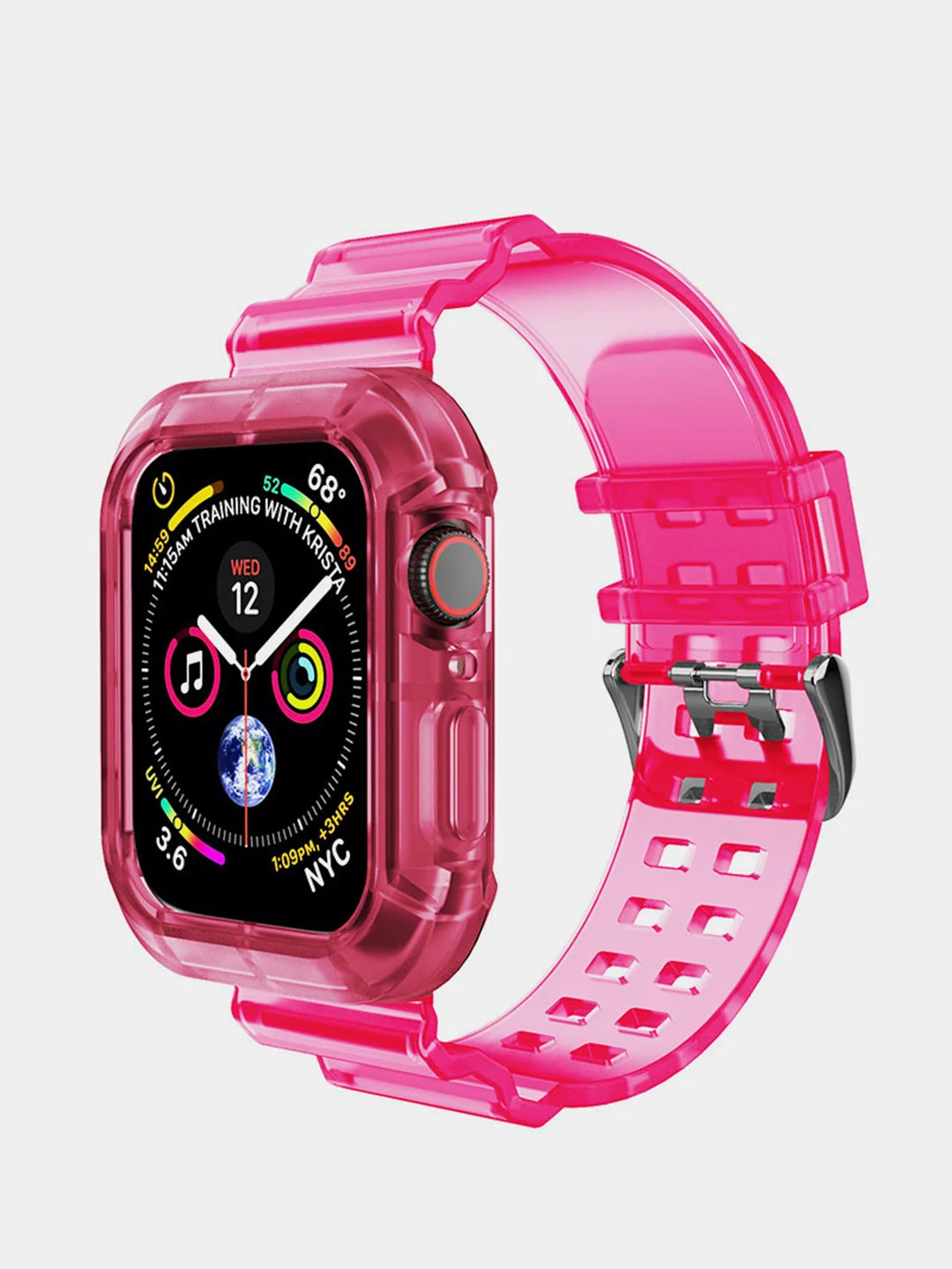 Фуксия ремешок силиконовый для Apple Watch 42/44/45 с защитой корпуса от повреждений