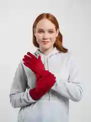 Вишнёвый перчатки сенсорные, теплые