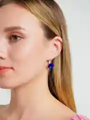 Голубой серьги со стразами, диаметр 1.4 см