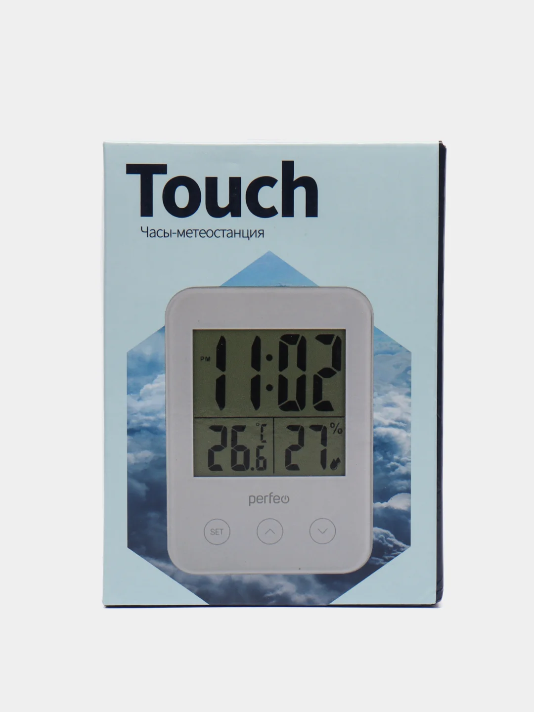 Черный часы-метеостанция Perfeo "Touch", время, температура, влажность, цвет белый, чёрный