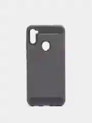 Серый чехол Samsung M11 со вставками под карбон