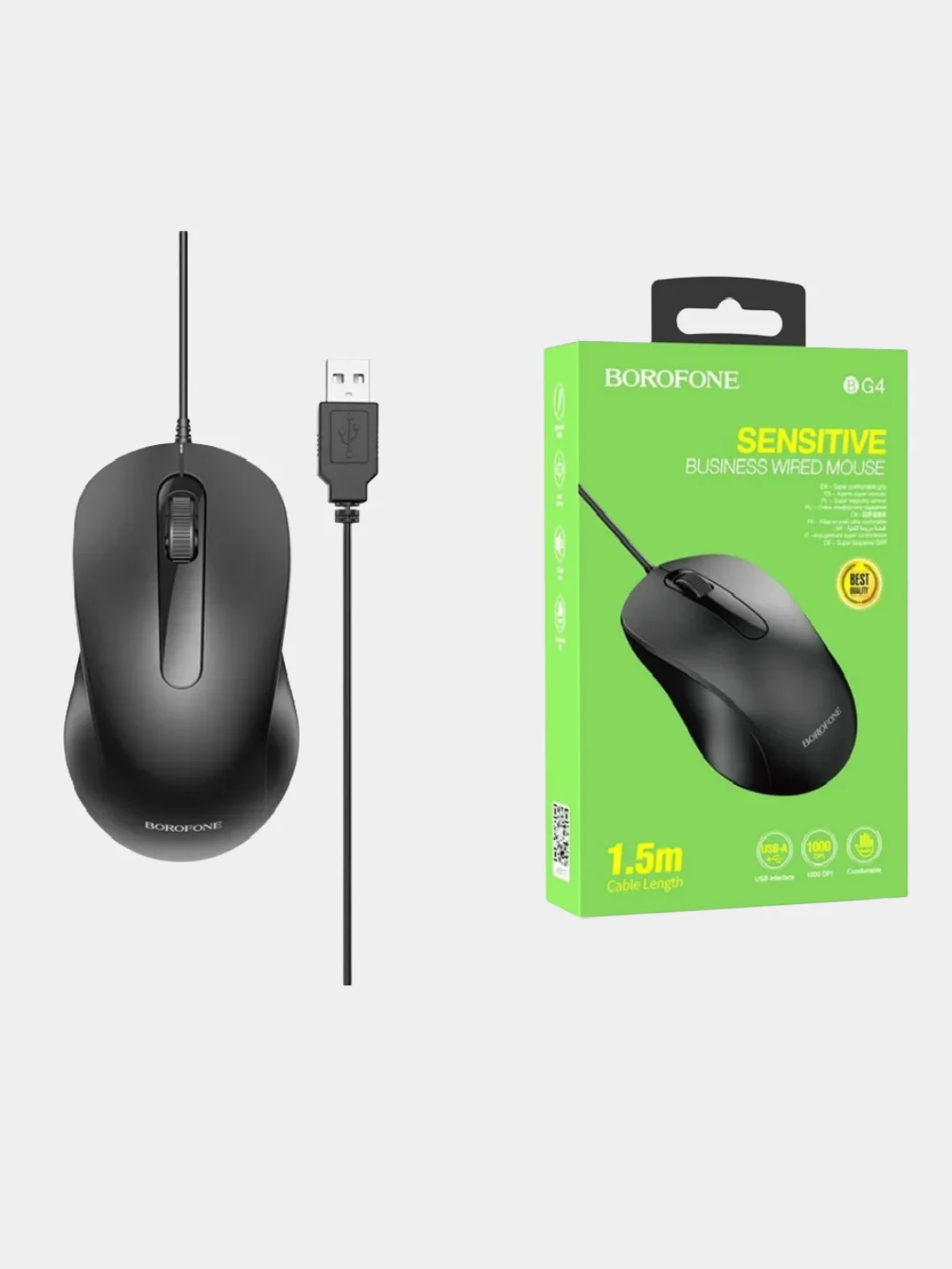 Черный проводная мышь компьютерная мышь Sensitive Borofone BG4