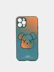 Оранжевый чехол силиконовый со стеклянной панелью для iPhone 12