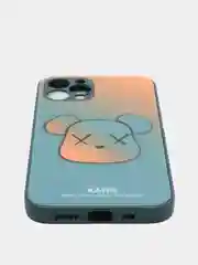 Оранжевый чехол силиконовый со стеклянной панелью для iPhone 12