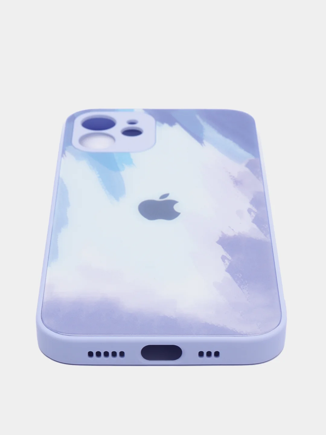 Лавандовый чехол силиконовый со стеклянной панелью для iPhone 12