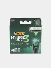 Сменные картриджи для бритья, кассеты, лезвия, BIC Flex 3 Hybrid Sensitive, 4 штуки