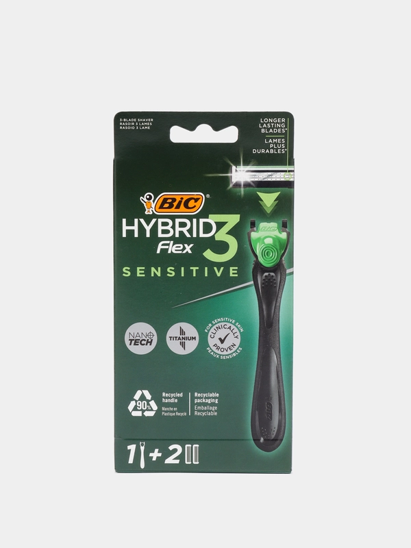 Станок для бритья (бритва) Bic Hybrid Flex sensitive с 2 сменными кассетами