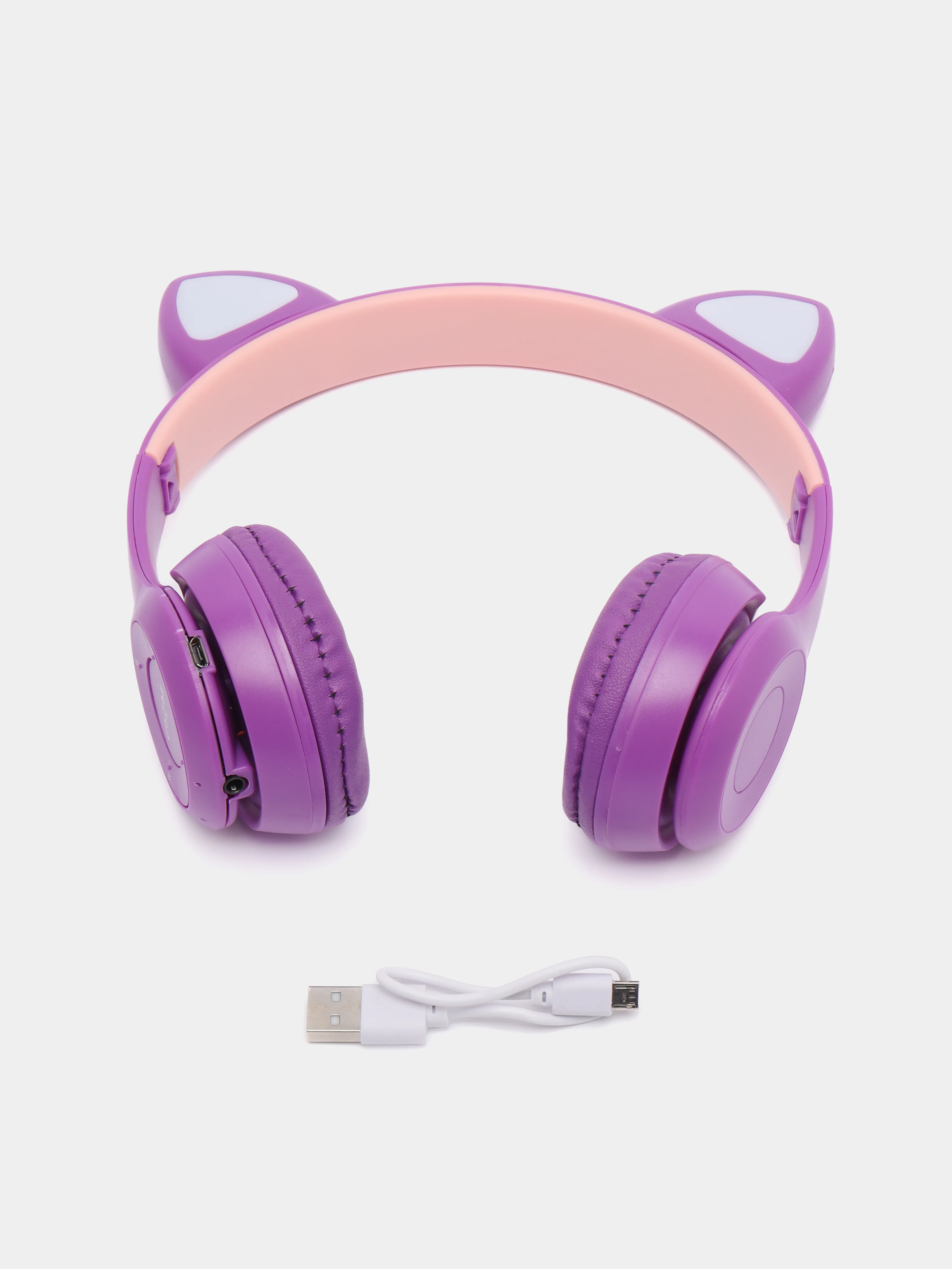 Пурпурный беспроводные детские наушники Cat Ear P47M со светящимися ушками