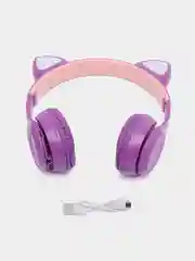 Пурпурный беспроводные детские наушники Cat Ear P47M со светящимися ушками