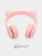 Розовый беспроводные детские наушники Cat Ear P47M со светящимися ушками