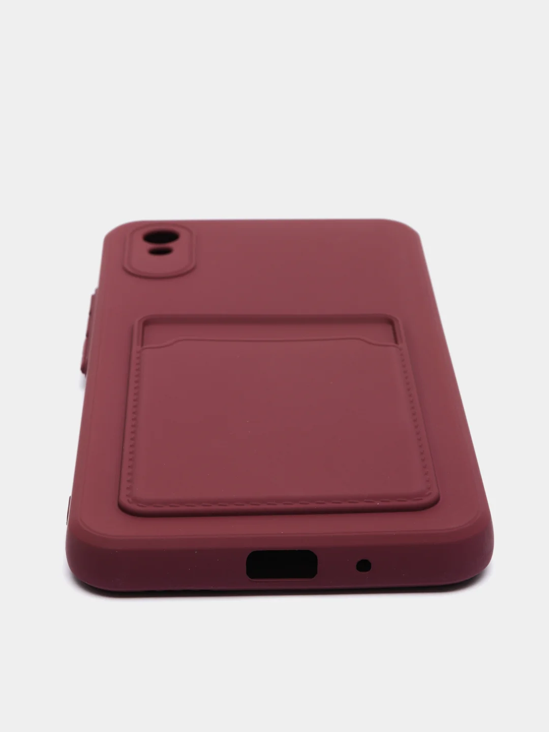Бордовый чехол Xiaomi Redmi 9A, Сяоми Редми 9А, силиконовый, с карманом для карты