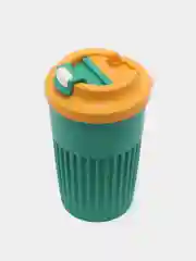 Зеленый многоразовый пластиковый стакан с крышкой-клапан, для горячих напитков, термокружка