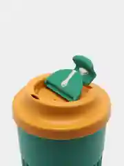Зеленый многоразовый пластиковый стакан с крышкой-клапан, для горячих напитков, термокружка