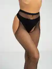 Чулки со стразами в сетку