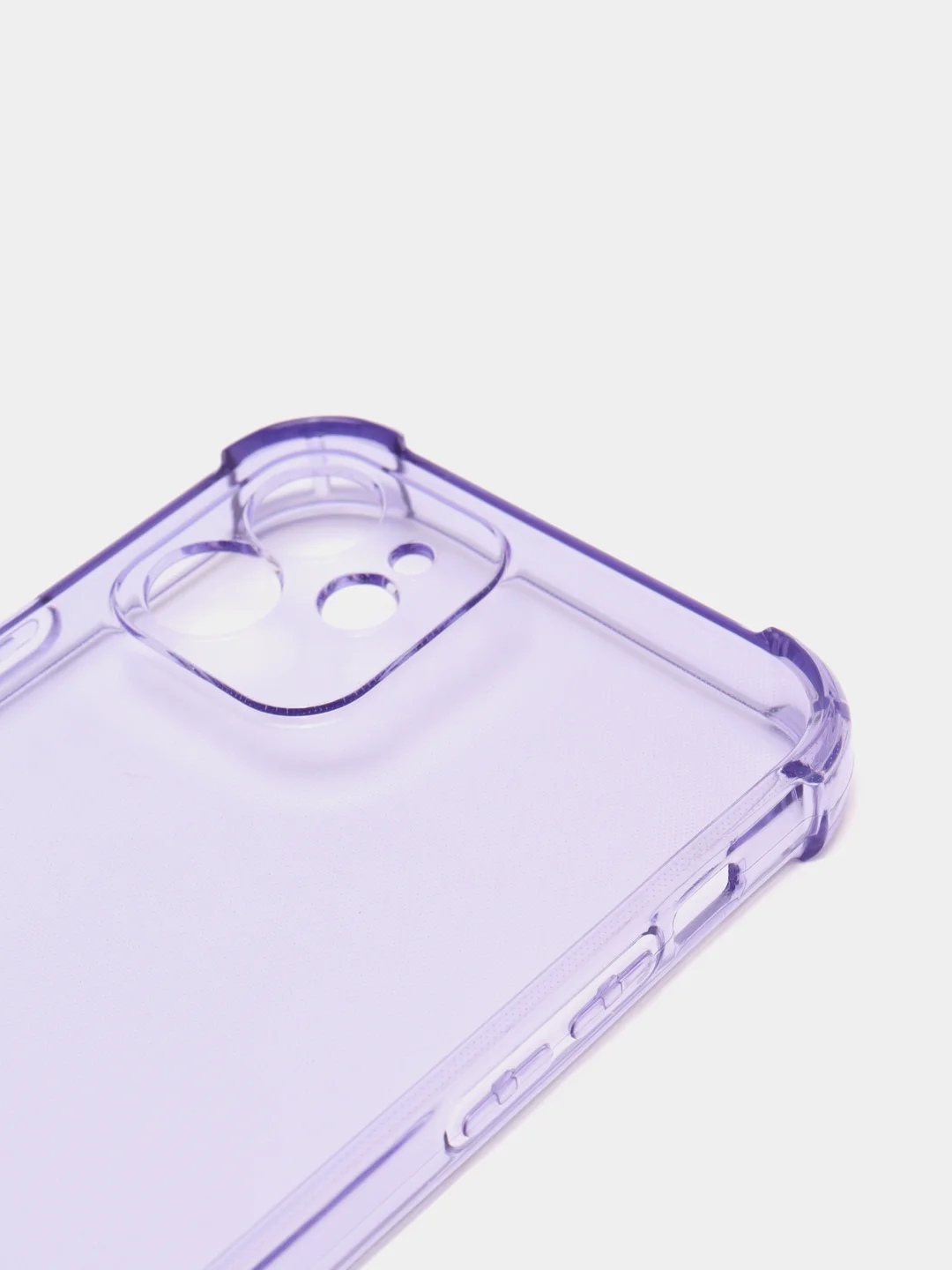 Фиолетовый силиконовый прозрачный противоударный, неоновый чехол для iPhone 11 / 12 с защитой камеры