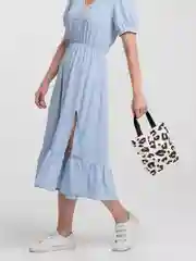 Белый мини сумка-шоппер из ткани, пляжная, подарок на Новый год