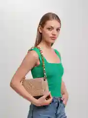 Бежевый женская сумка через плечо с цепью