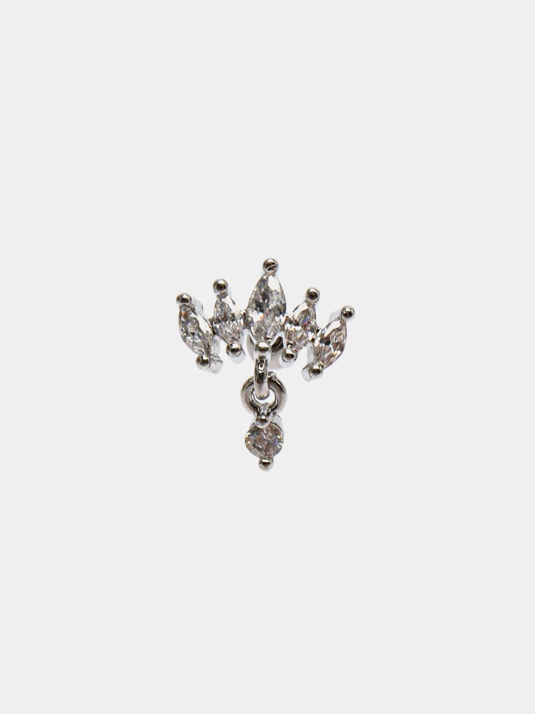 Серый меланж микросерьга ( пирсинг ) "Silver" со стержнем из нержавеющей стали