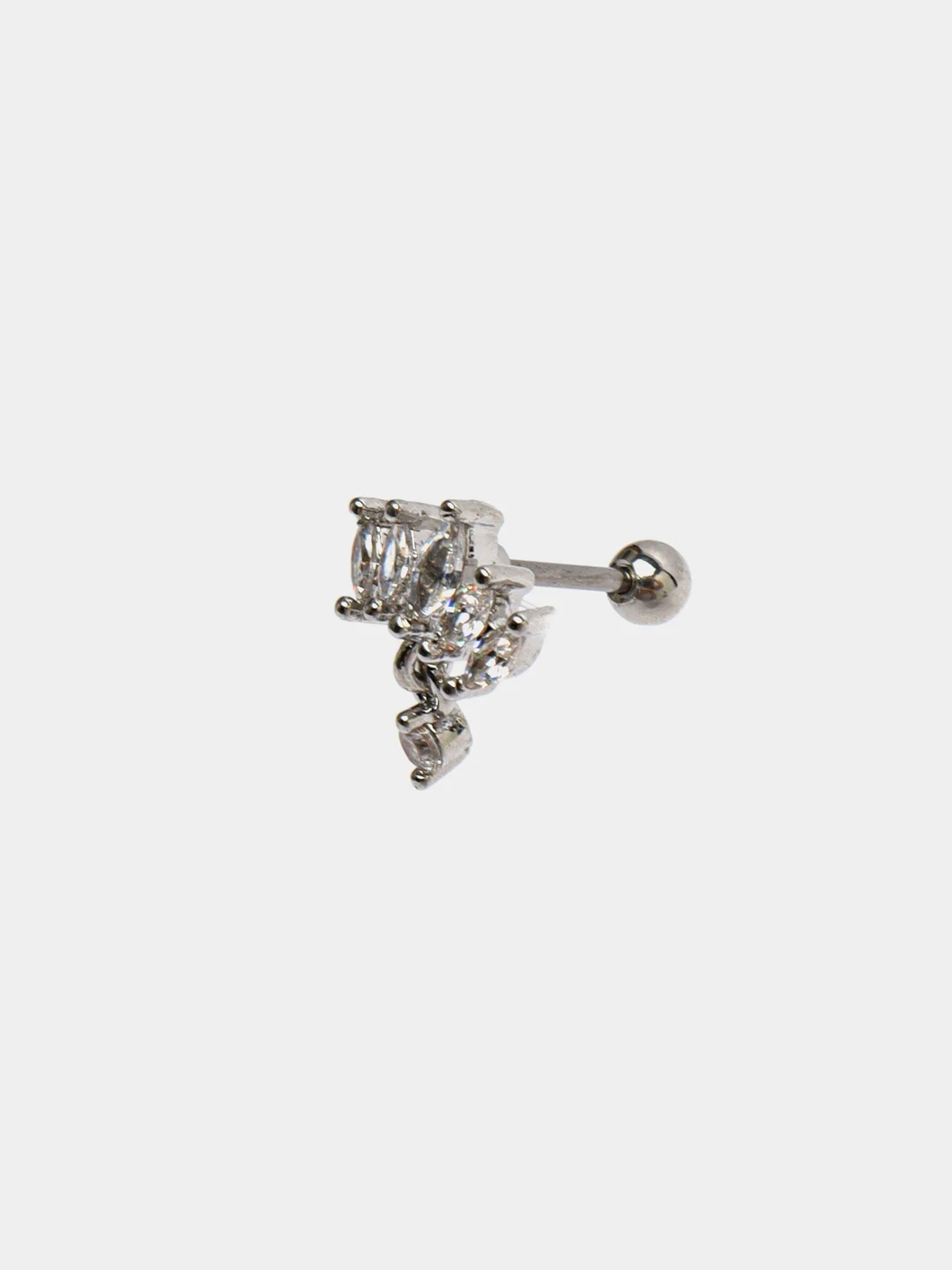 Серый меланж микросерьга ( пирсинг ) "Silver" со стержнем из нержавеющей стали