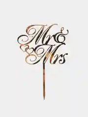 Золотой топпер #Т7 "Mr&Mrs" для свадебного торта из зеркального акрила