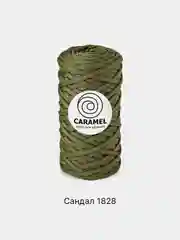 Зелёный хаки шнур Caramel плоский, полиэфирный, 5 мм для вязания и макраме часть 2
